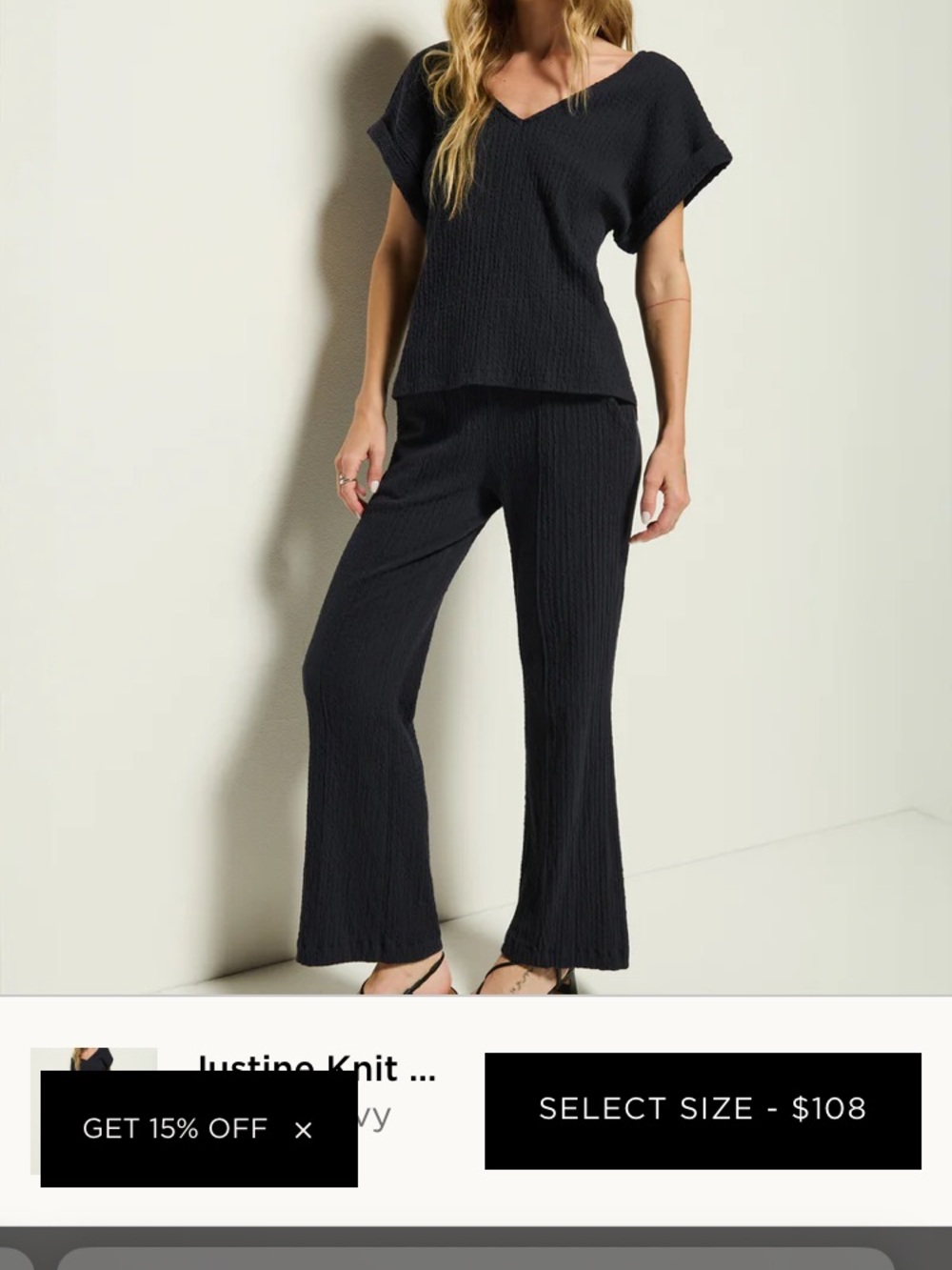 Nation LTD Justine Knit Wide-Leg Pants Set - Black